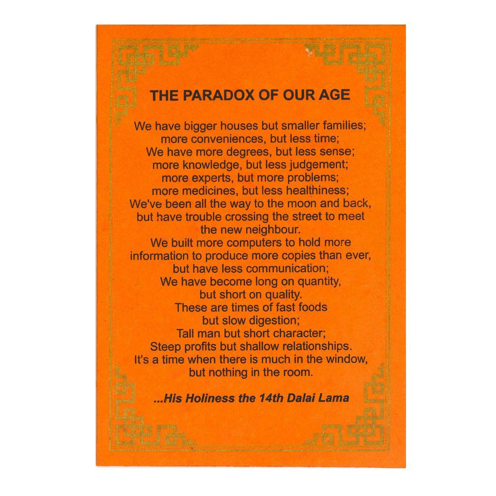 Paradox of Our Age Card