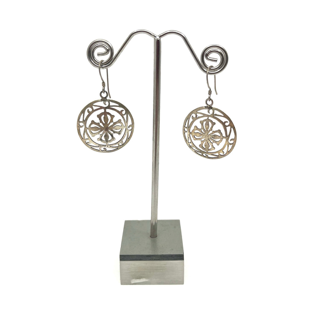 Silver Ear Rings Double Dorjee