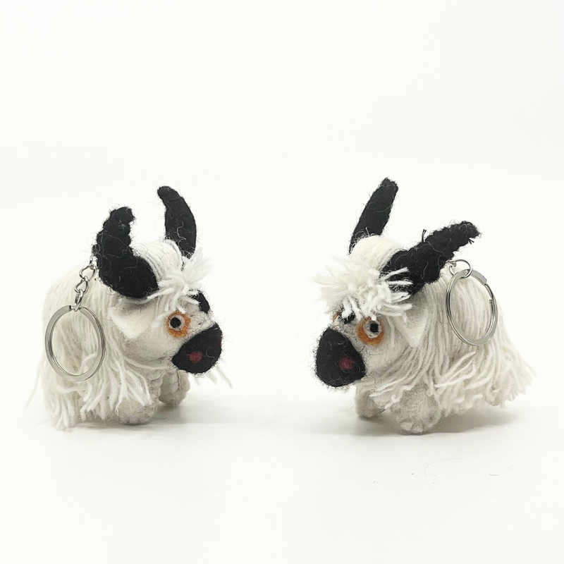Yak Key Chain: Handmade Woolen Felted (white) image 1