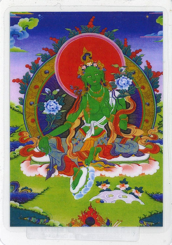 Laminated Green Tara Card 3X4