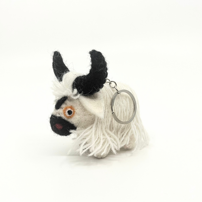 Yak Key Chain: Handmade Woolen Felted (white) image 2