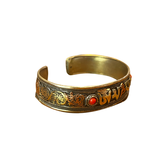 Three Metals Om Mani Mantra Cuff - TIBET HOUSE US NYC