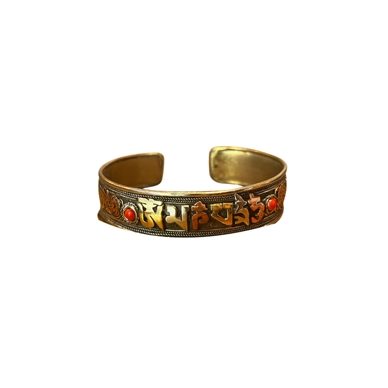 Three Metals Om Mani Mantra Cuff image 2