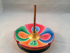 Tibetan Buddhist Handmade Wooden Lotus Pattern Incense Burner