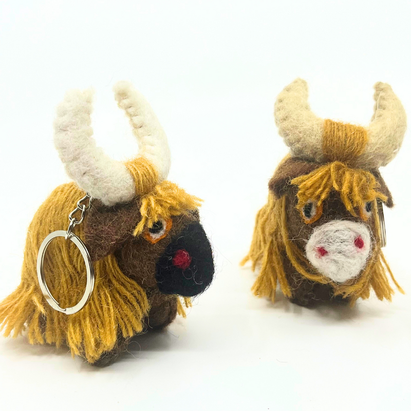 Yak Key Chain: Handmade Woolen Felted (Brown) image 1