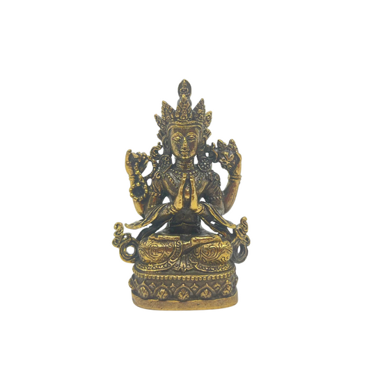 Mini Chenrezig Brass Statue 2" - TIBET HOUSE US NYC