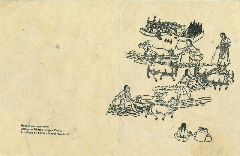 Tibetan Rice Paper Card Black/White Art image 3