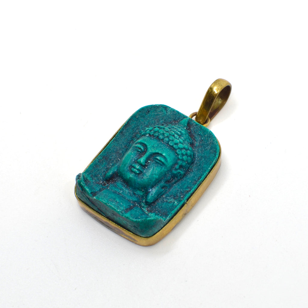 Turquoise/Gold Buddha Head Pendant