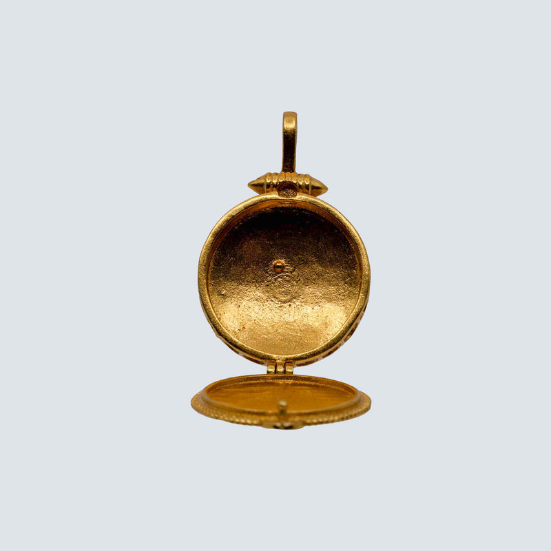 Golden Brass Double Dorjee Amulet (Turquoise in the middle) image 2