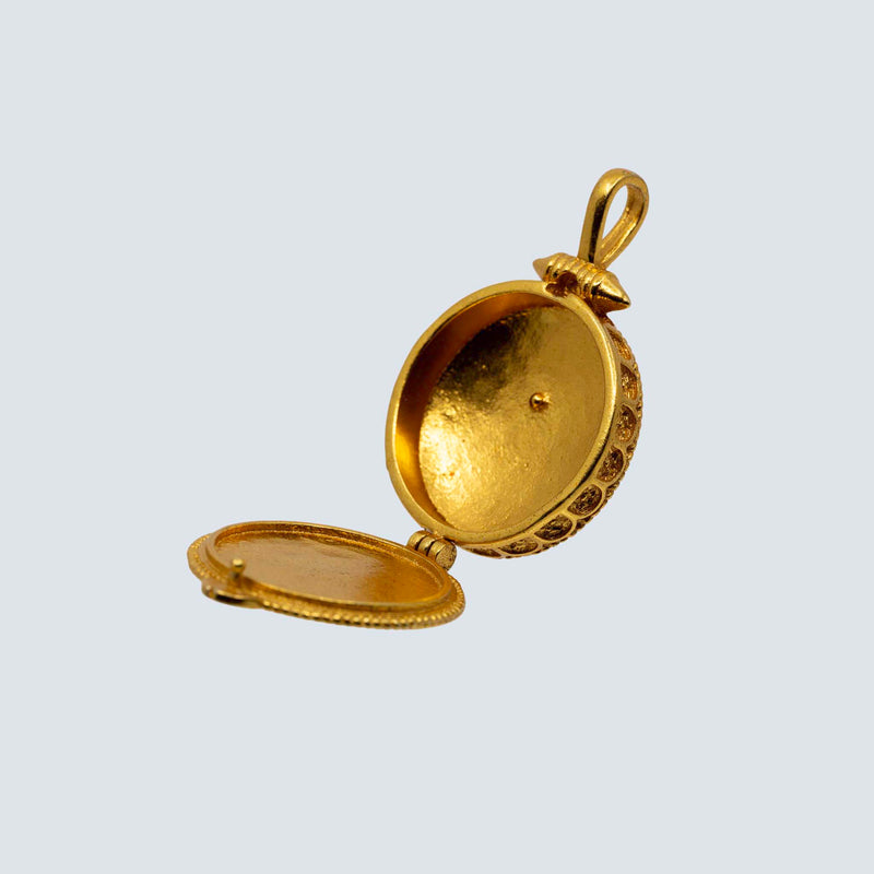 Golden Brass Double Dorjee Amulet (Turquoise in the middle) image 3