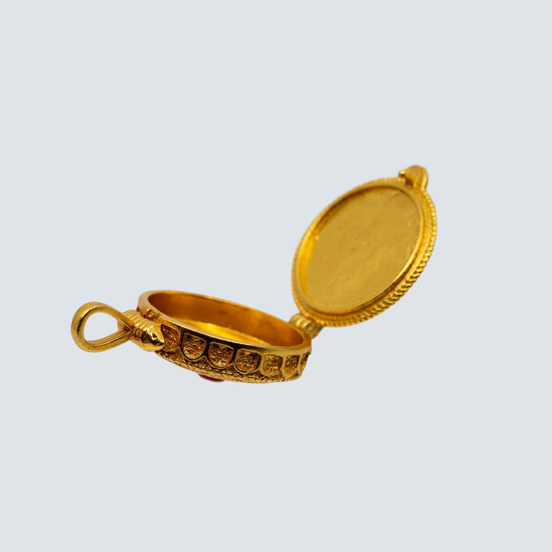 Golden Brass Double Dorjee Amulet (Coral in the middle) image 6