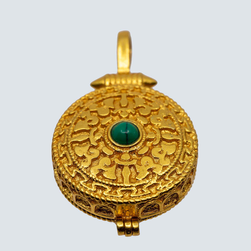 Golden Brass Double Dorjee Amulet (Turquoise in the middle) image 5