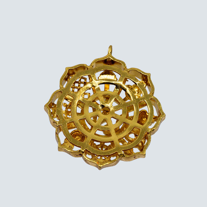 8 Auspicious Symbol & Tib. Om Golden Brass Pendant image 2