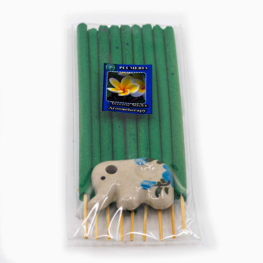 Handmade Thai Plumeria Incense with mini Elephant burner