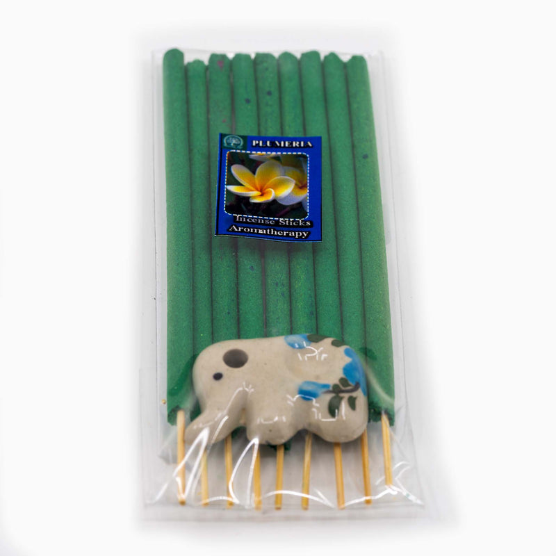 Handmade Thai Plumeria Incense with mini Elephant burner image 1