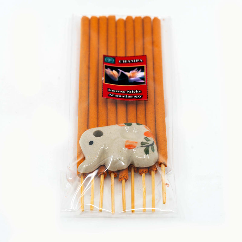Handmade Thai Champak Incense with mini Elephant burner image 1