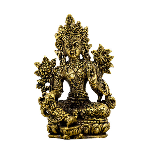 Mini White Tara Statue: Brass - TIBET HOUSE US NYC