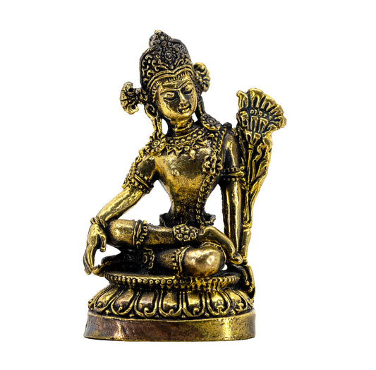 Mini Green Tara Statue: Brass - TIBET HOUSE US NYC