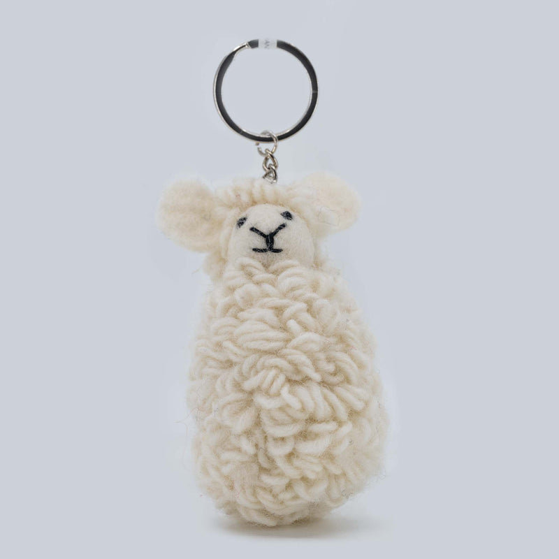 Sheep Key Chain: Handmade Woolen Felted (white) image 1