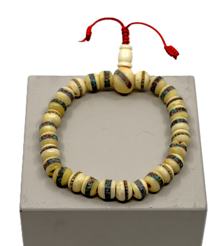 Yak Bone Inlayed Healing Bracelet: White (String) image 1