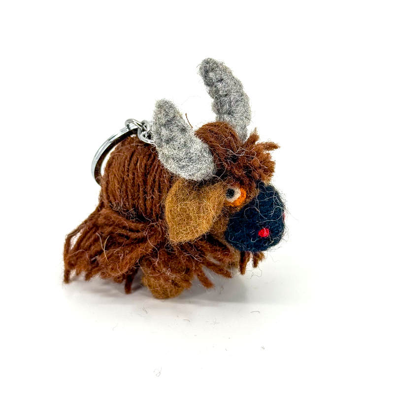 Yak Key Chain: Handmade Woolen Felted (Dark Brown) image 1