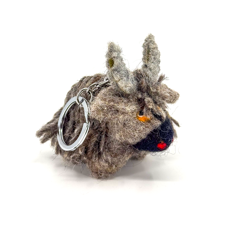 Yak Key Chain: Handmade Woolen Felted (Gray) image 1