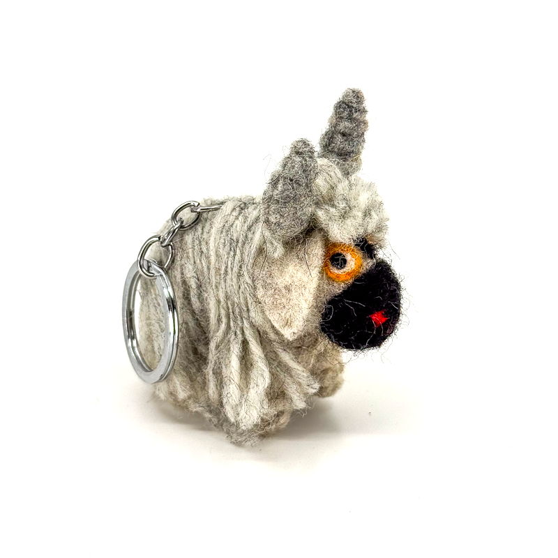 Yak Key Chain: Handmade Woolen Felted (Gray) image 2