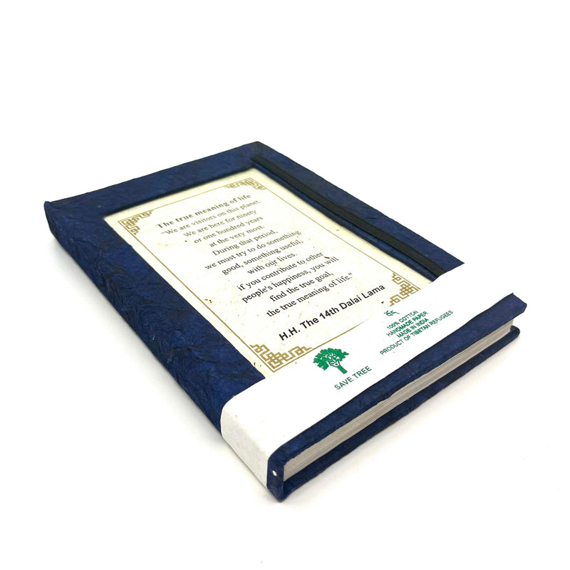 Lokta Paper Journal - Dalai Lama Quote: True Meaning of Life (Navy 5.5