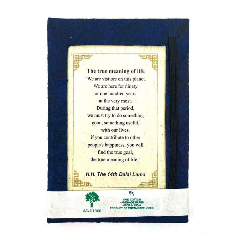 Lokta Paper Journal - Dalai Lama Quote: True Meaning of Life (Navy 5.5