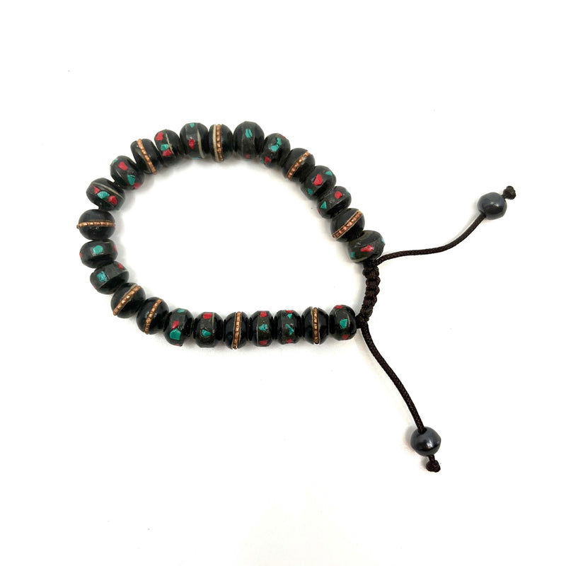 Bone Inlayed Healing Bracelet: Black image 1