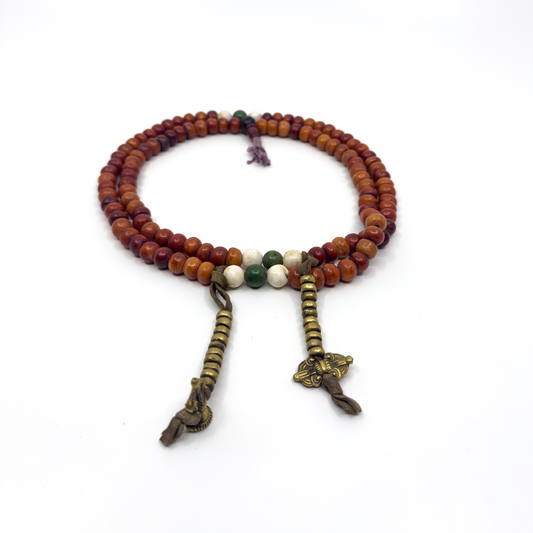 Tibetan Antique style Bone Mala: Orange - TIBET HOUSE US NYC