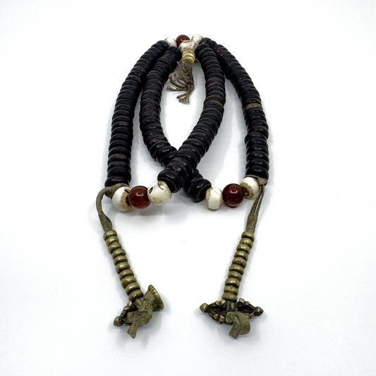 Tibetan Antique Style Yak Bone Flat Mala - TIBET HOUSE US NYC
