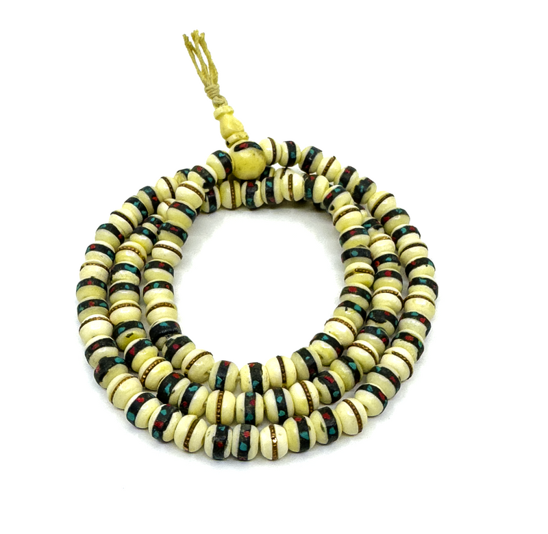 Yak Bone Inlayed Healing Mala (White) image 1