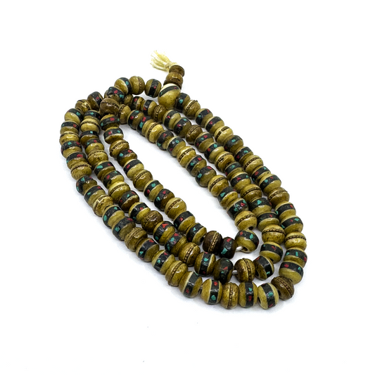 Yak Bone Inlayed Healing Mala (Natural B- Color) - TIBET HOUSE US NYC