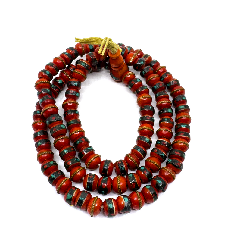 Yak Bone Inlayed Healing Mala (Red) image 2