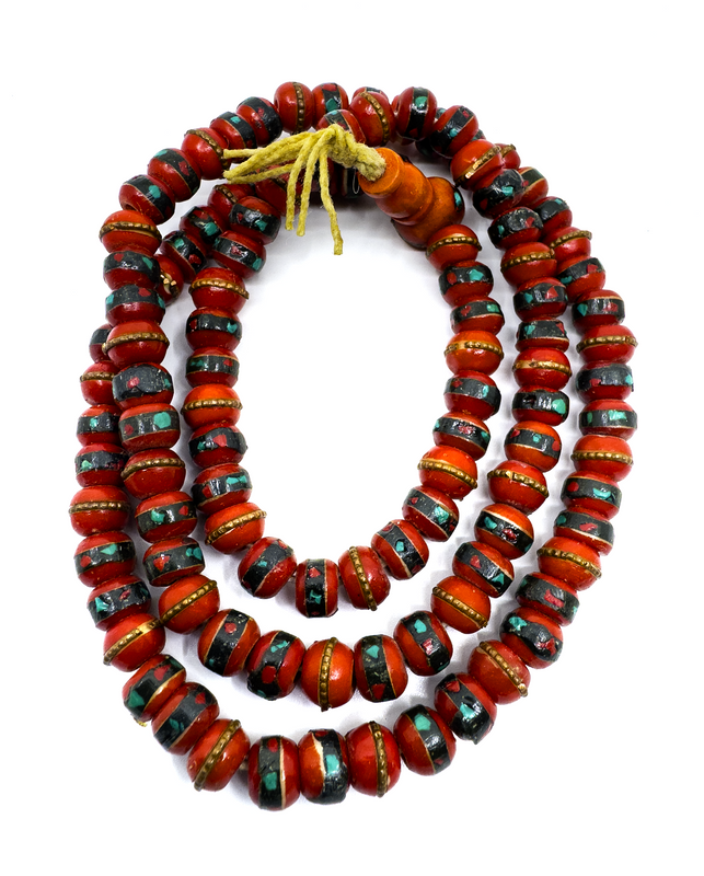 Yak Bone Inlayed Healing Mala (Red) image 1