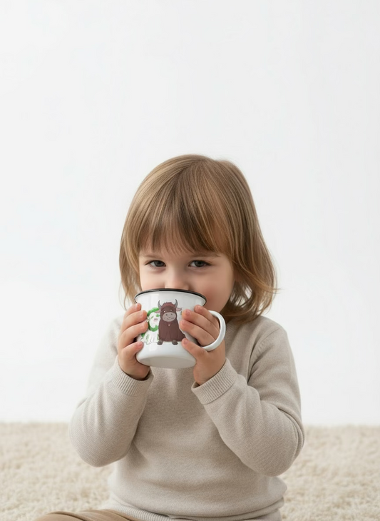 Custom White Enamel Mugs - TIBET HOUSE US NYC