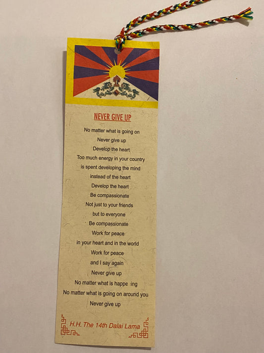Dalai Lama Quote Bookmark: Never Give Up