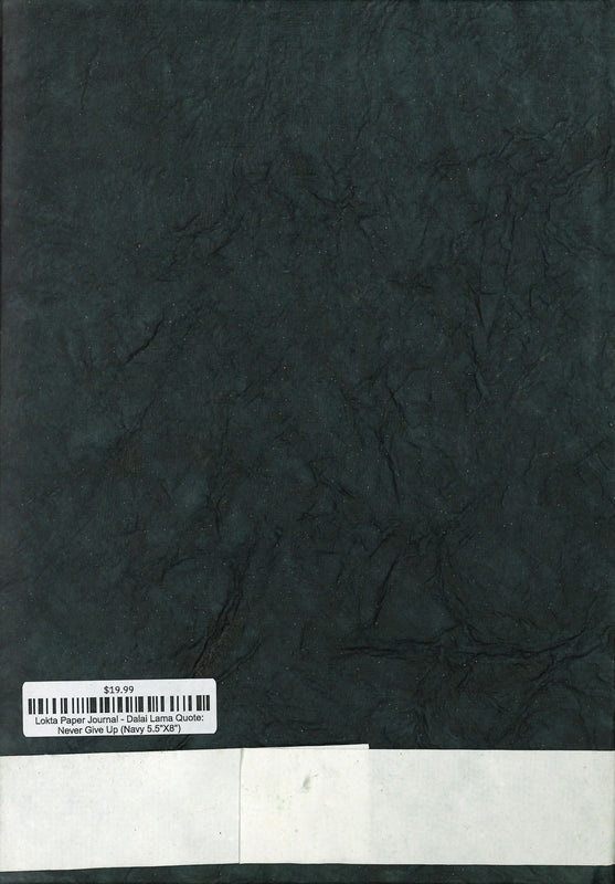 Lokta Paper Journal - Dalai Lama Quote: Never Give Up (Navy 5.5