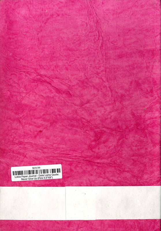 Lokta Paper Journal - Dalai Lama Quote: Never Give Up (Pink 5.5