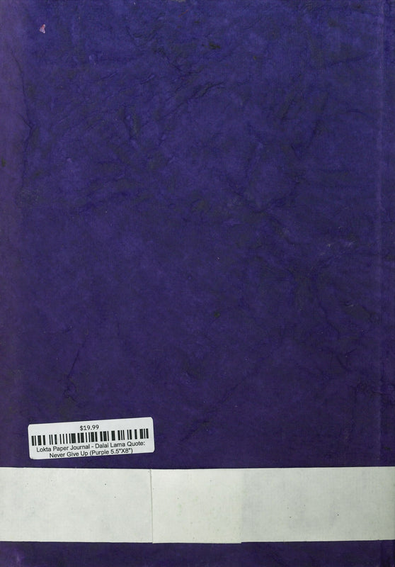 Lokta Paper Journal - Dalai Lama Quote: Never Give Up (Purple 5.5