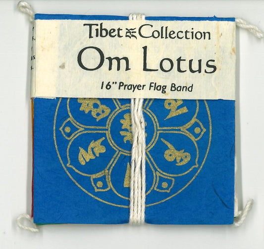 Mini Lokta Paper Prayer Flag: Om Lotus