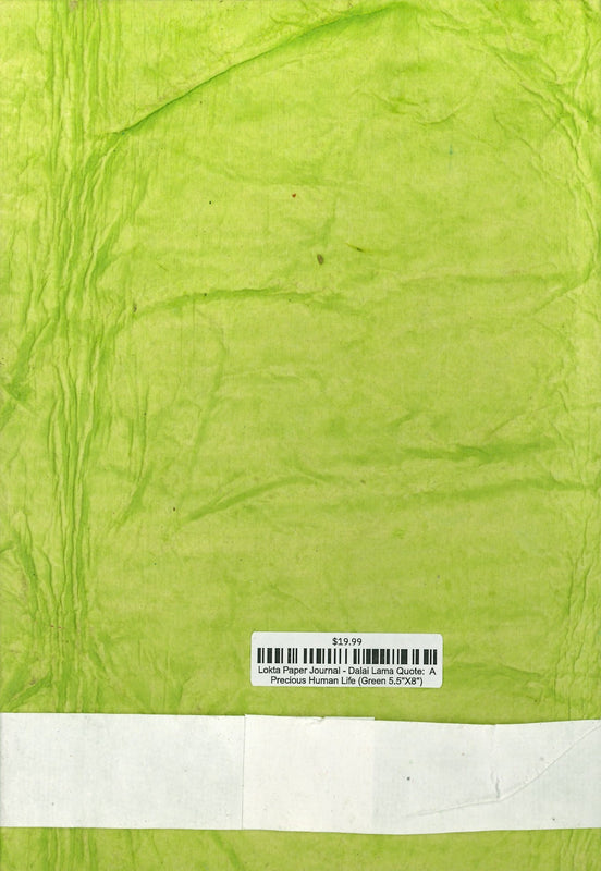 Lokta Paper Journal - Dalai Lama Quote:  A Precious Human Life (Green 5.5