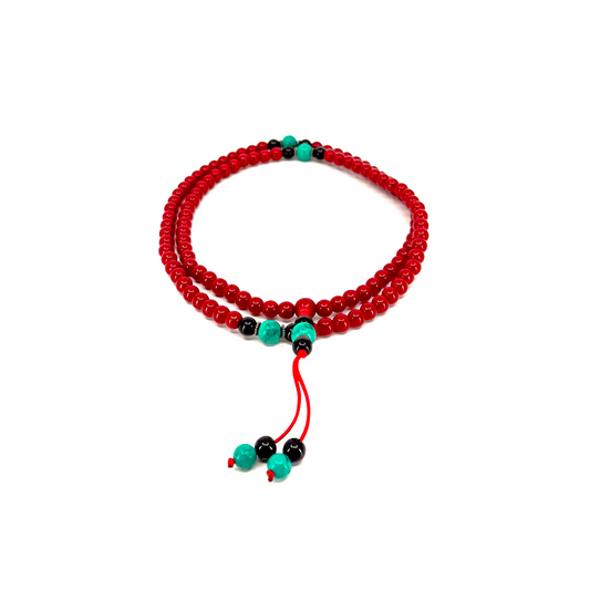 Red with Design JCN Mala Beads - TIBET HOUSE US NYC