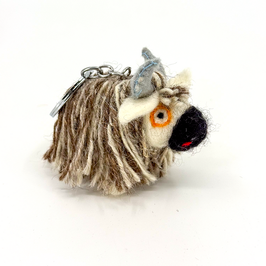 Yak Key Chain: Handmade Woolen Felted (Salt & Pepper) - TIBET HOUSE US NYC