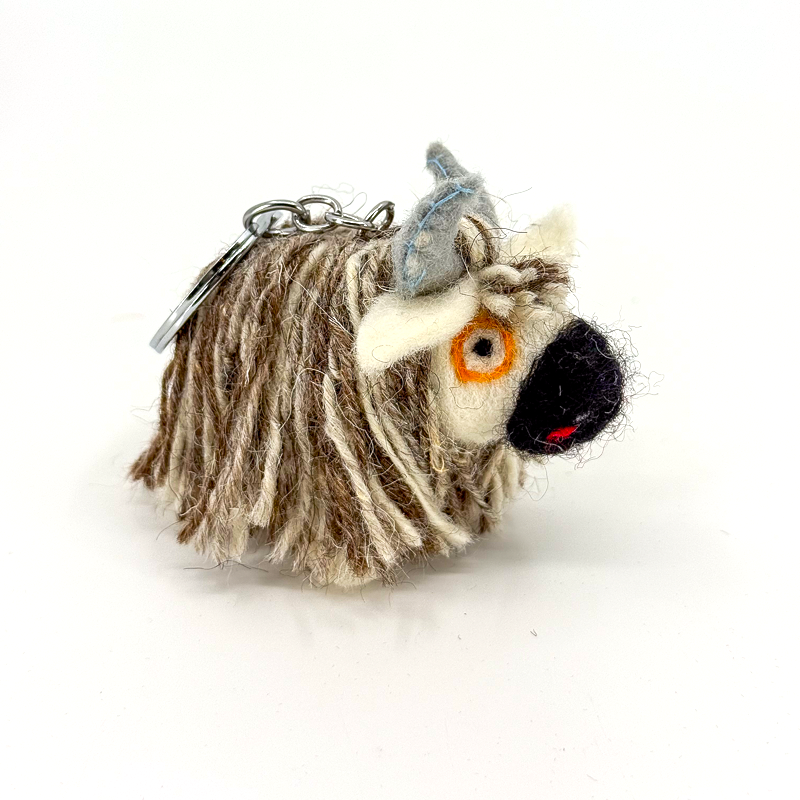Yak Key Chain: Handmade Woolen Felted (Salt & Pepper) image 1