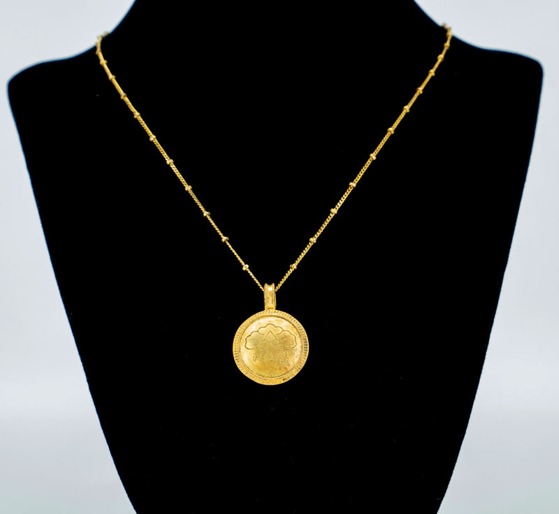 Gold Painted Made by Satya Jewelry Tibet House Logo Pendant with Chain image 3