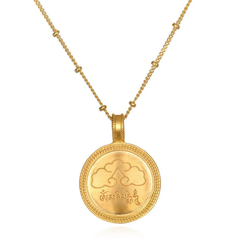 Gold Painted Made by Satya Jewelry Tibet House Logo Pendant with Chain image 1