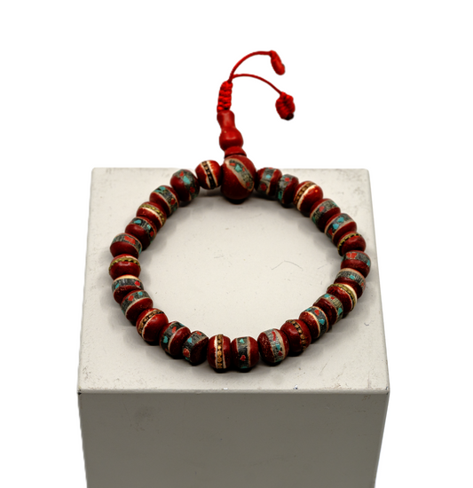 Yak bone Inlayed Healing Bracelet: Red (String) - TIBET HOUSE US NYC