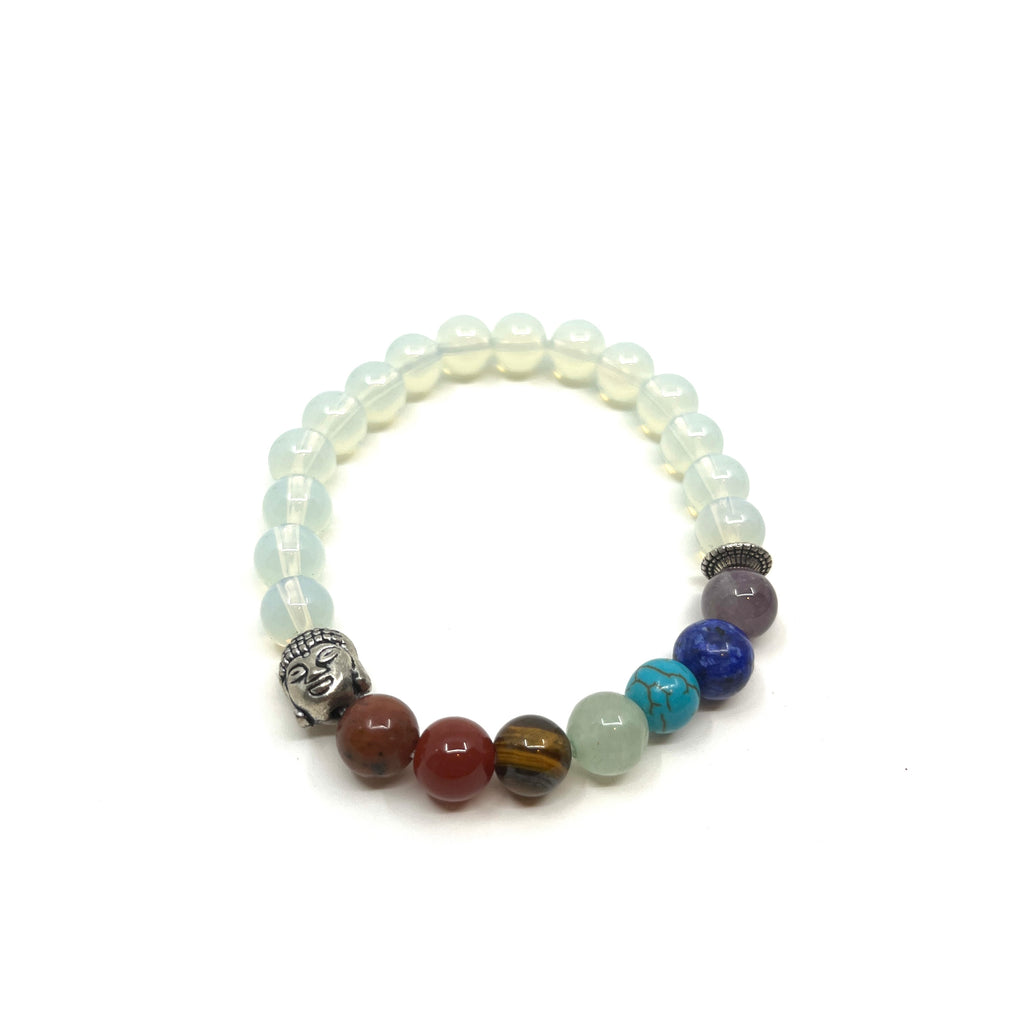 Moonstone Gemstone Chakra/Buddha Head Bracelet